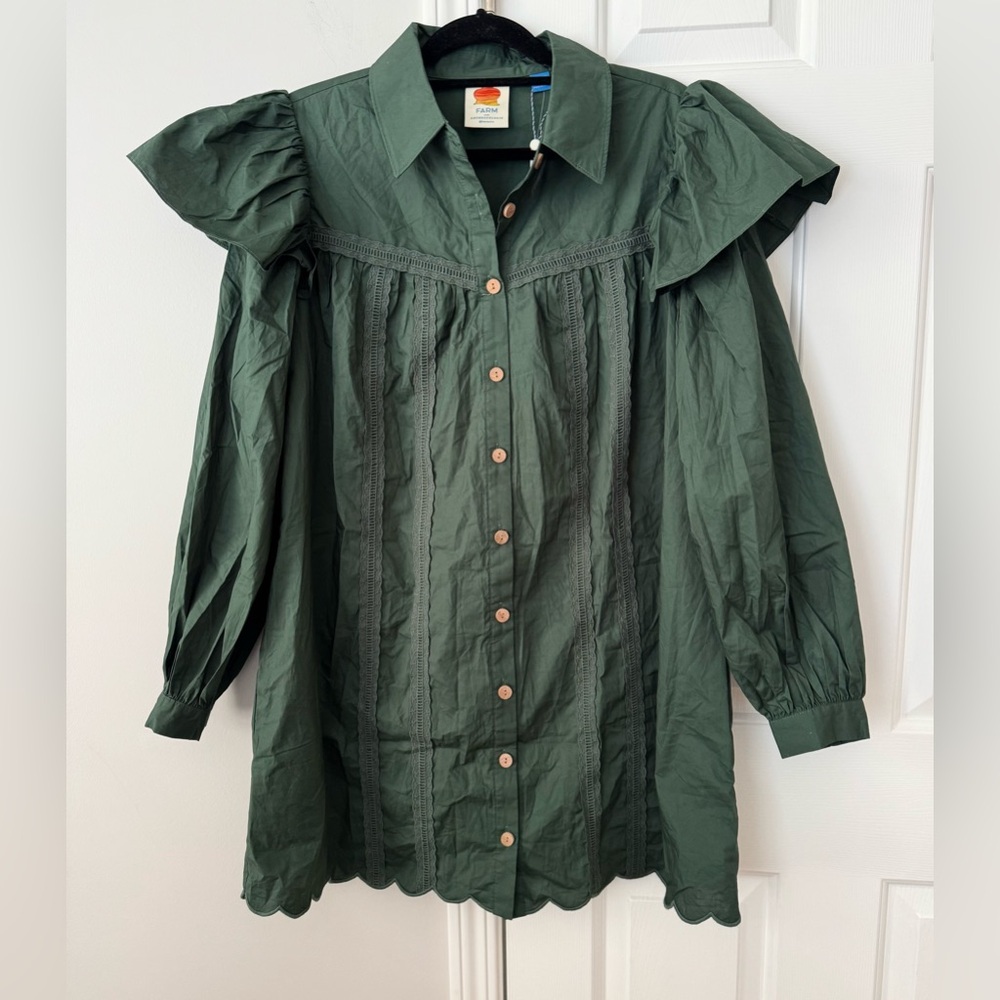 Farm Rio Collared Button Front Shift Mini Dress, Size S - Picture 5 of 10